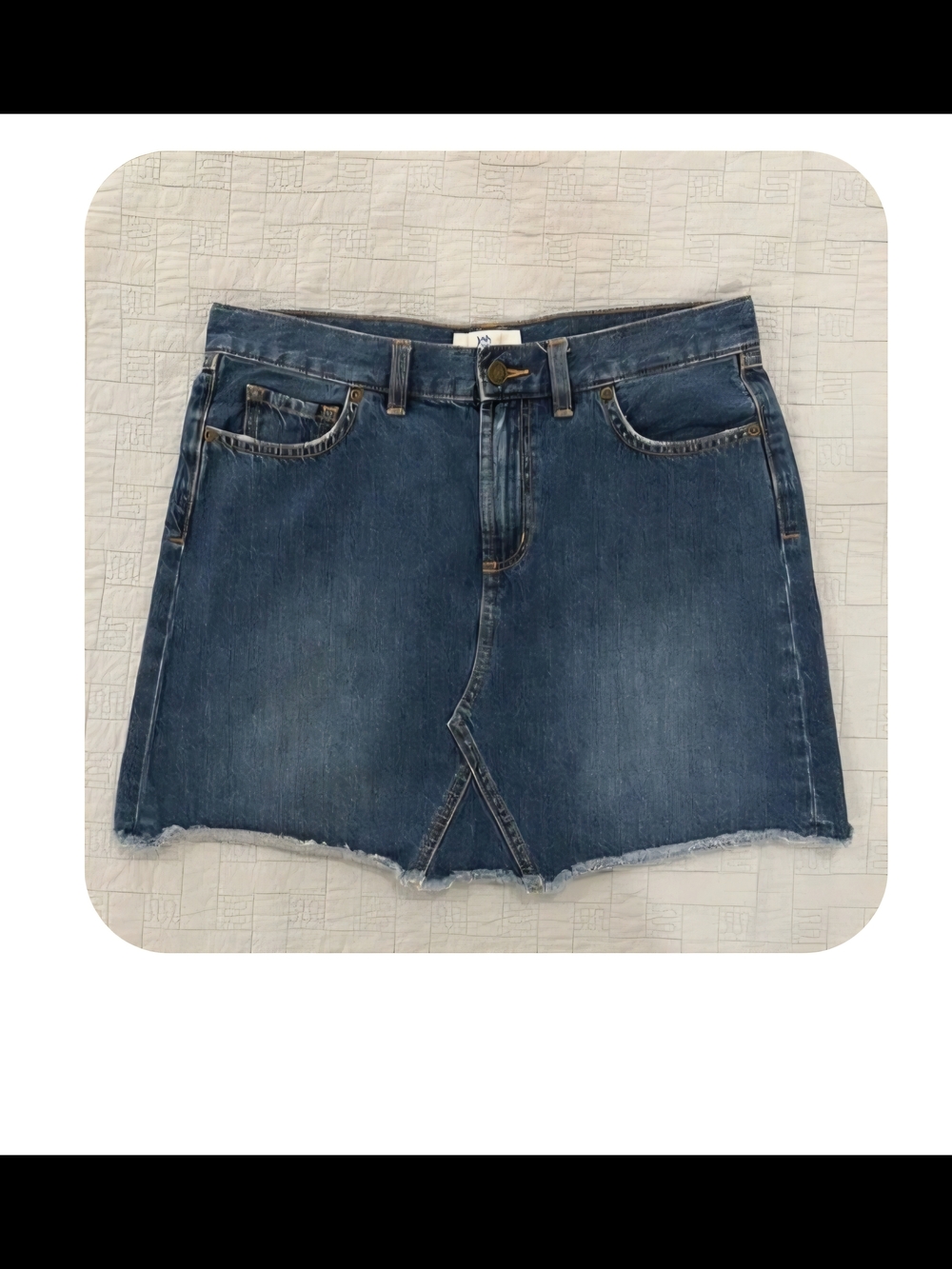 Southern Tide Dark Blue Denim Mini Skirt with Front V-Slit